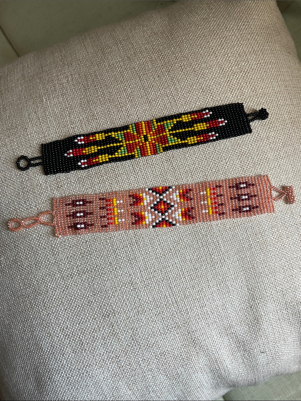 Beautiful Southwestern Set of Two Handwoven Glass Seed Bead Bracelets - Picture 3 of 8